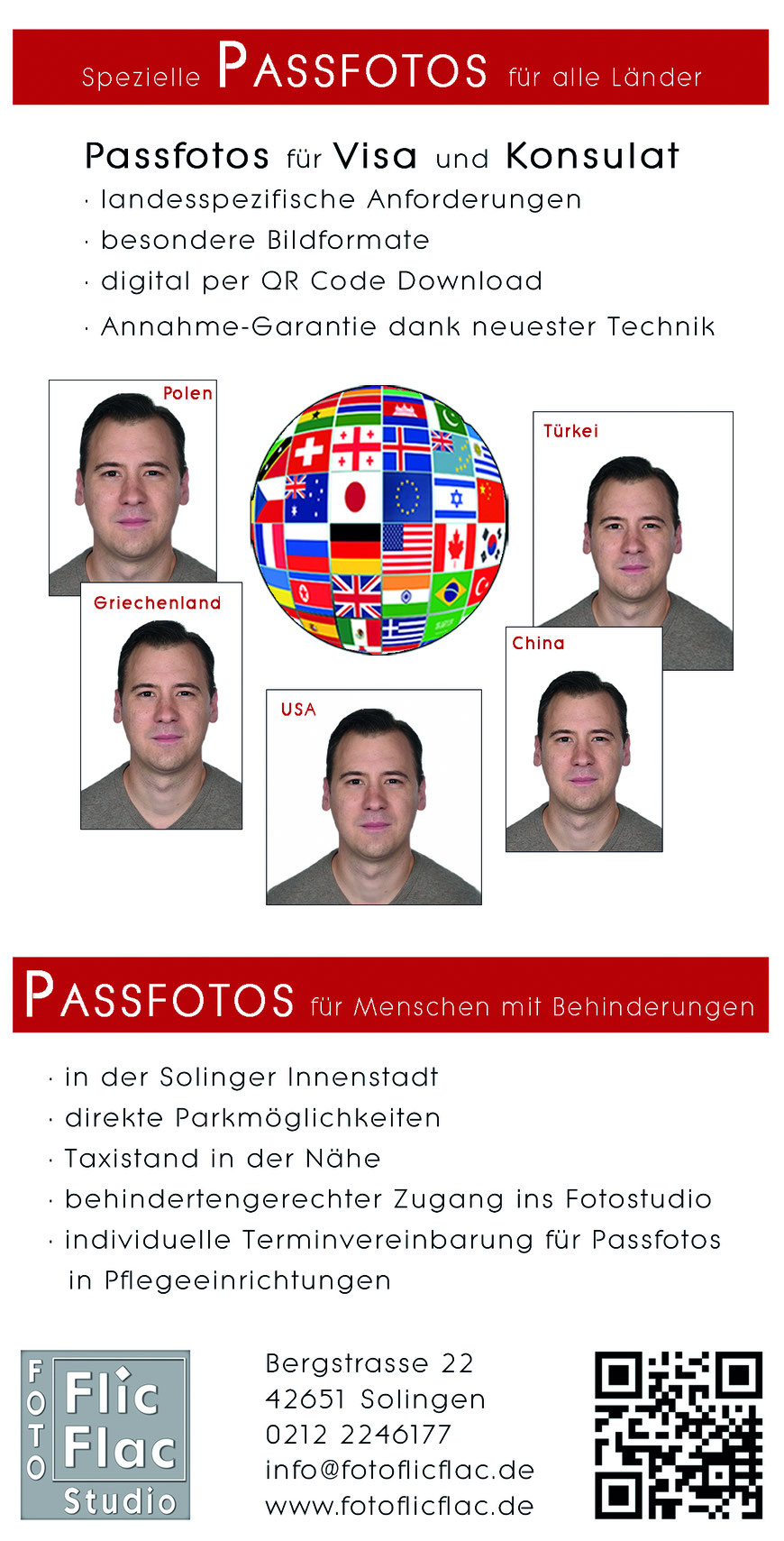 Passfotos für ueber 160 Laender.
