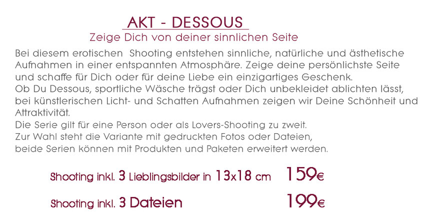 Akt-Dessous sinnliche erotische Aufnahmen von Dir im Fotostudio Flic Flac