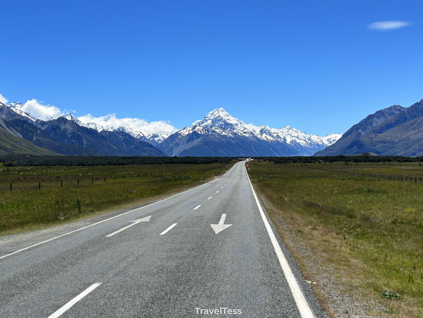 Autoweg naar Mount Cook