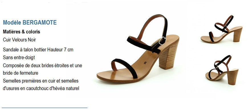 ©K.Jacques, modèle Bergamote, sandale en cuir velour noir à talon_Archi'Tendances