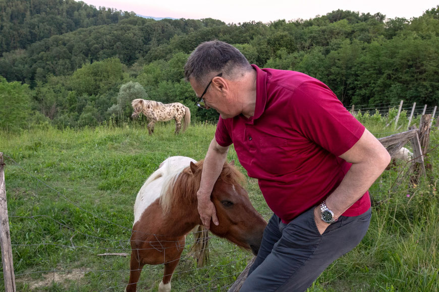 Vyndarys Borisas Vuglecas kalno viršūnėje žaidžia su savo poniais