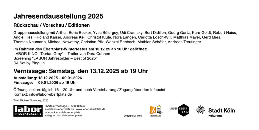 Andreas Keil, Einladung, Jahresendausstellung, Labor, Köln, 2025