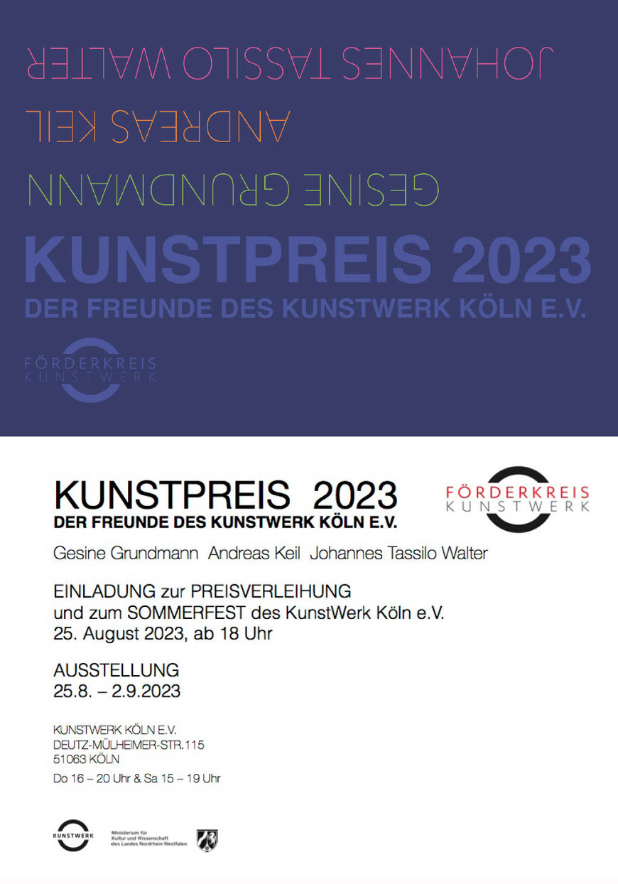 Andreas Keil, Einladung, Kunstpreis 2023, KunstWerk, Köln