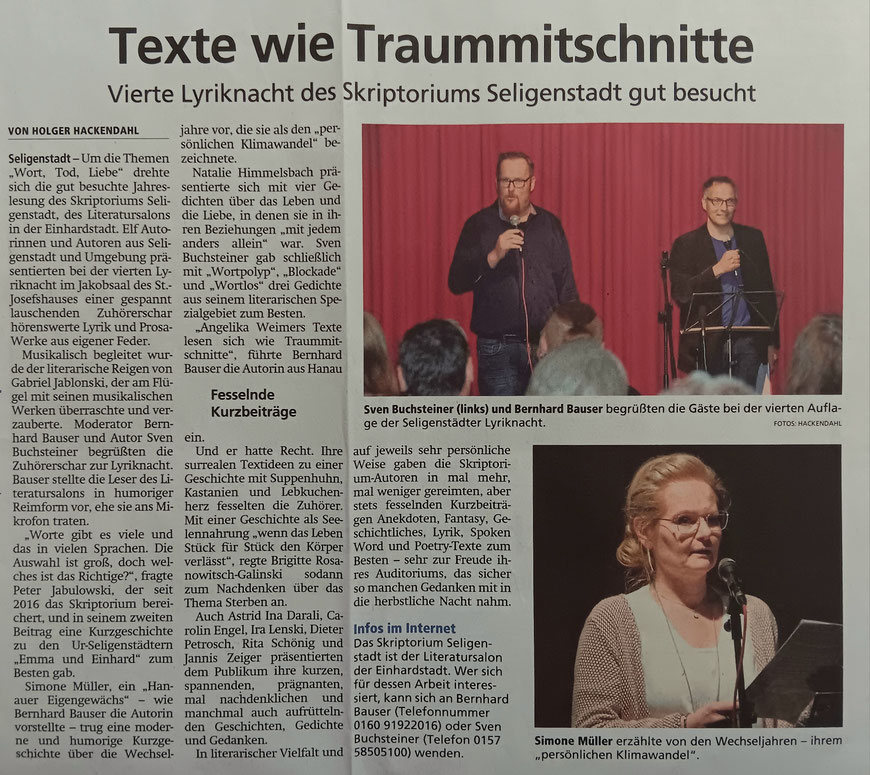 S.A.M. Wolf Skriptorium Seligenstadt Simone A. Müller Lyriknacht 2023