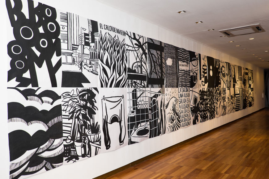 40 afiches de 110 x 0,75 cm. Sala 4. Museo Arte Contemporáneo Emilio Caraffa. Córdoba. Marzo 2022.