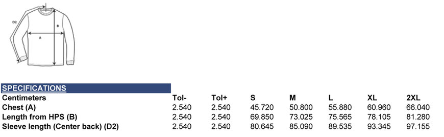 Grössentabelle Softstyle Long Sleeve T-Shirt