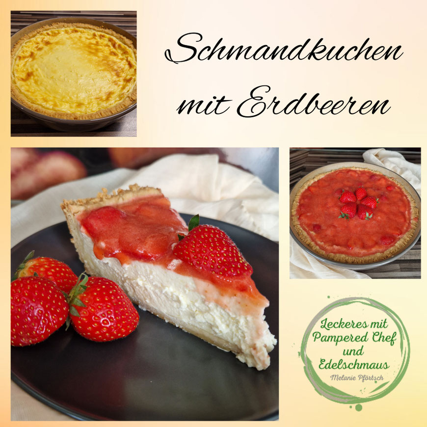 Schmandkuchen mit Erdbeeren Stoneware rund Pampered Chef