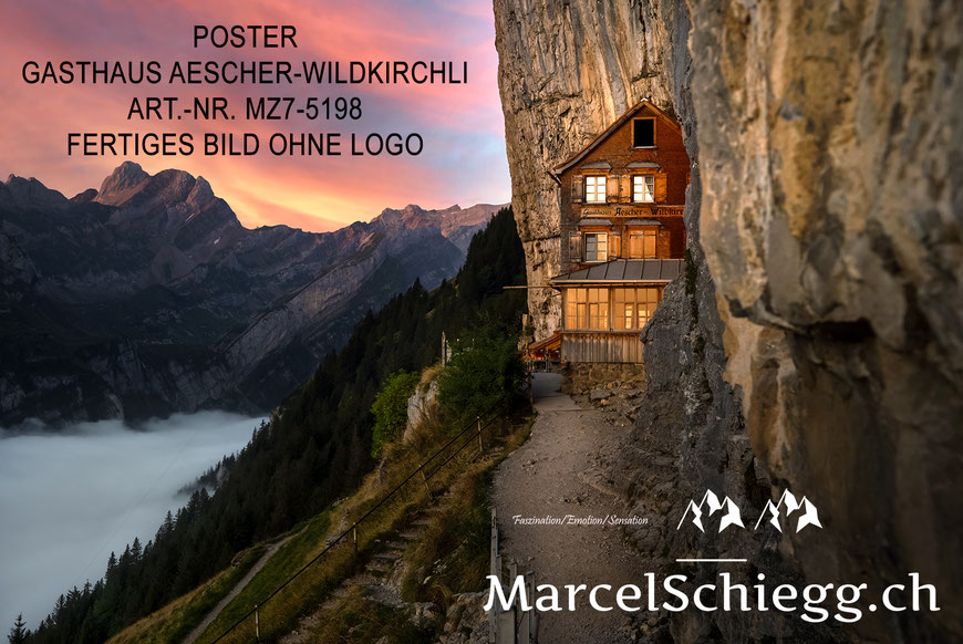 Poster, Gasthaus Aescher, Poster Aescher-Wildkirchli, Marcel Schiegg