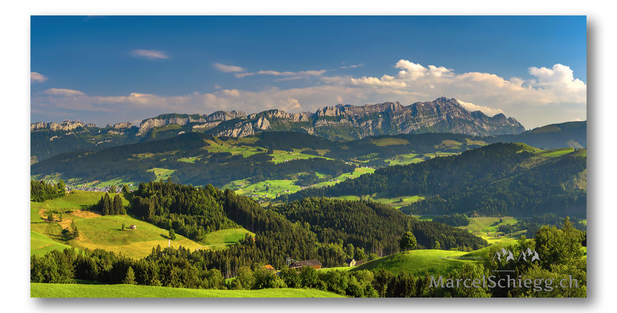 Alpsteinpanorama, Alpstein, Appenzell, Appenzellerland, Marcel Schiegg, Säntis