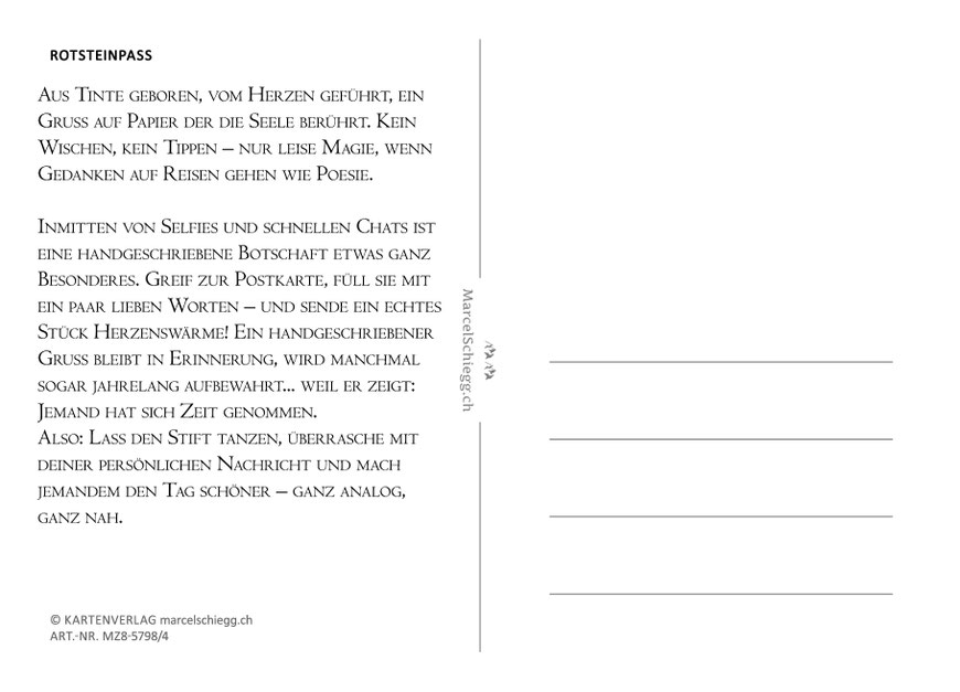 Postkarten, Kartenverlag Schweiz, Marcel Schiegg
