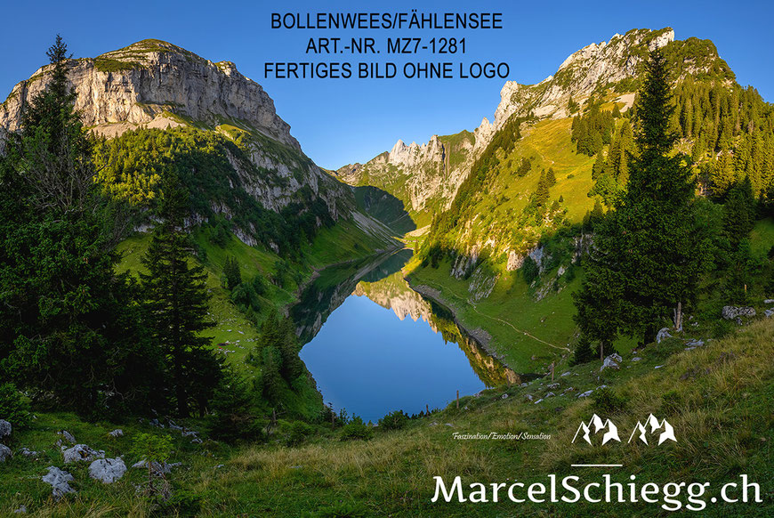 Marcel Schiegg, Fotografie, Fählensee, Bollenwees, Berggasthaus Bollenwees, Fälensee, Bergsee, Spiegelung, Alpstein, Roslenfirst