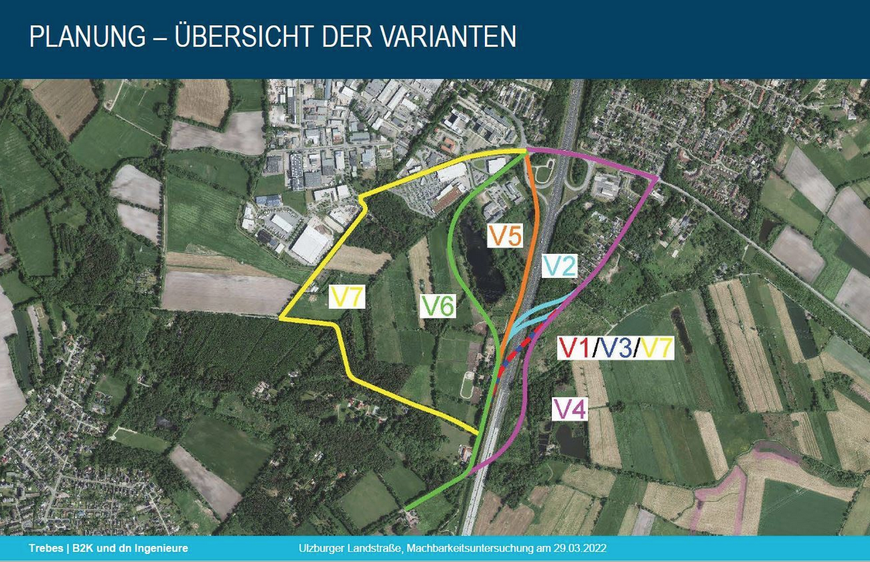 Auf dieser Karte lassen sich die sieben Varianten nachvollziehen