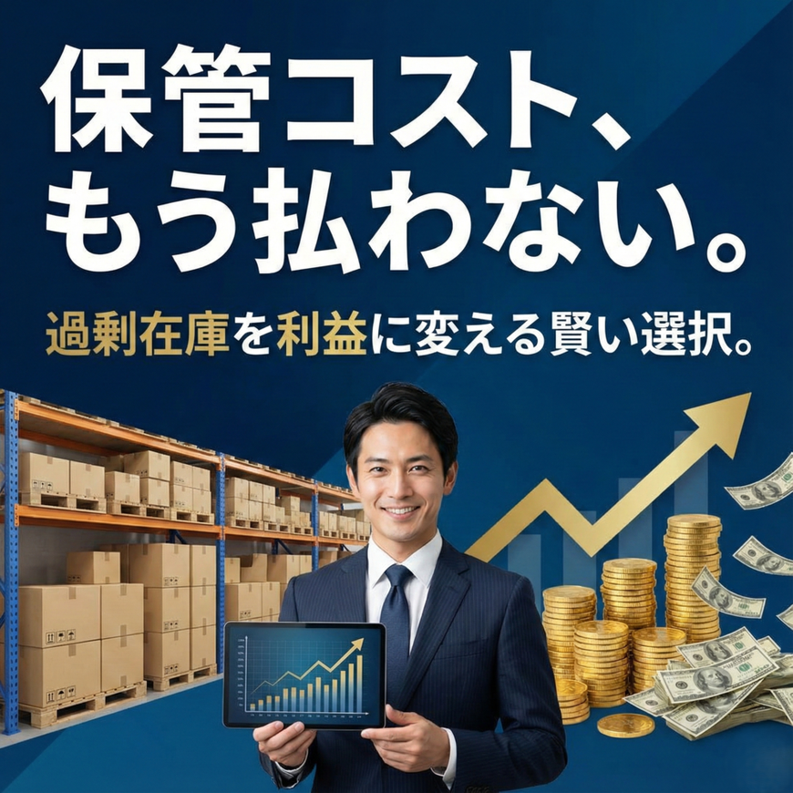 過剰在庫を利益に変える賢い選択。保管コスト、もう払わない。