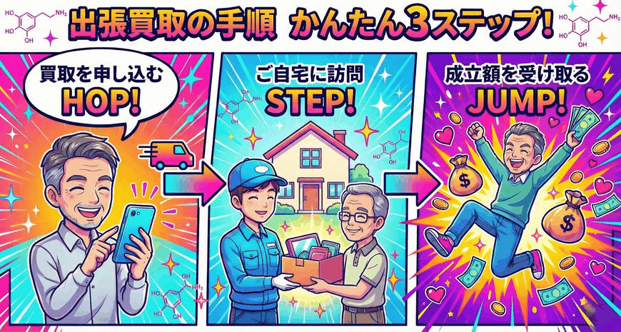 出張買取の手順　かんたん3ステップ