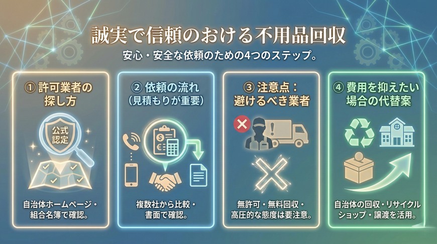 誠実で信頼のおける不用品回収　安心・安全な以来の為の4つのステップ