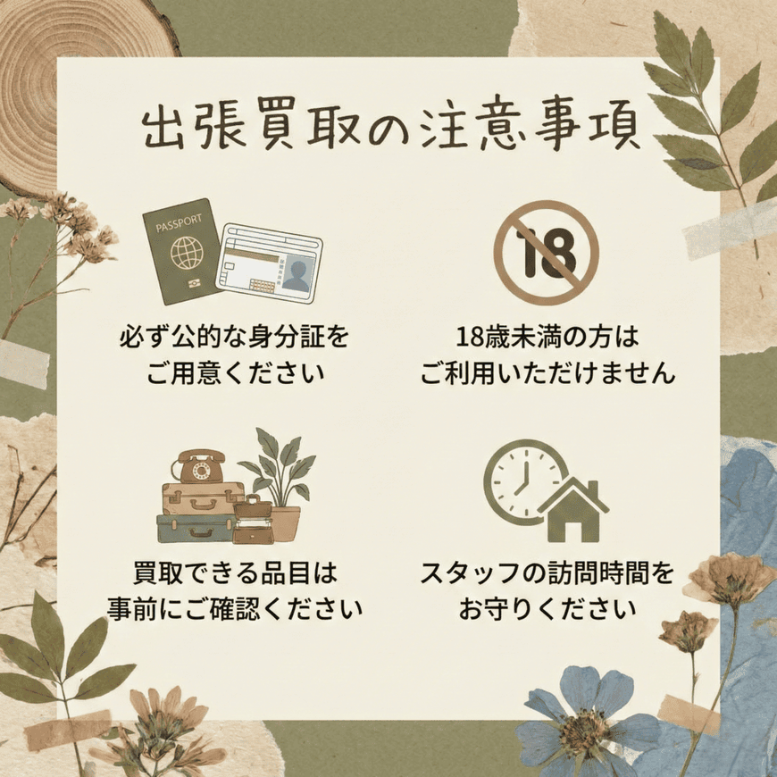 出張買取の注意事項