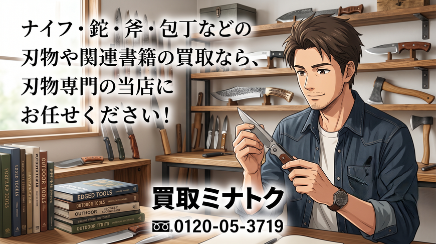 ナイフ・鉈・斧・包丁などの刃物や関連書籍の買取なら、刃物専門の当店にお任せください！
