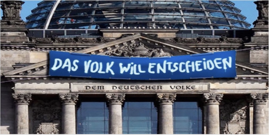 Bild: In unserem neuen Europa entscheiden wir Bürgerinnen und Bürger direkt-demokratisch - mit dem Stimmzettel!  - mit Referenden! - mit Referenden! - Foto: Infosperber