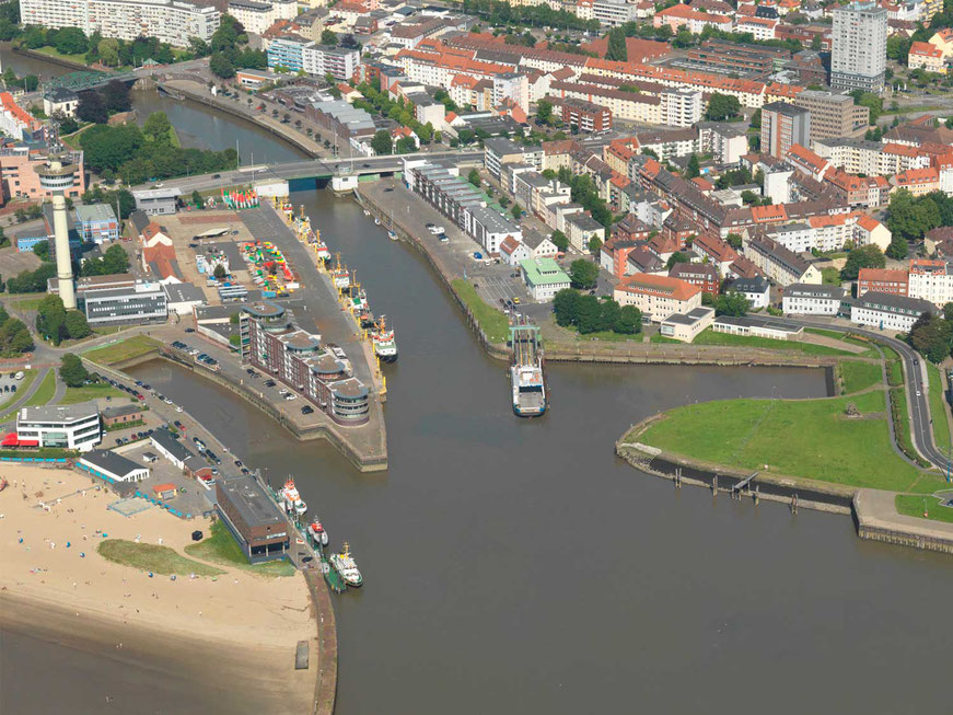 Der Bereich für das neue Geestesperrwerk (Foto: Scheer / BIS Bremerhaven)