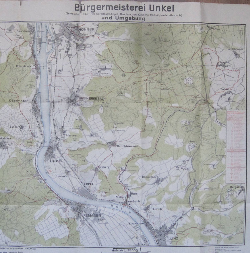 Wanderkarte (1930) - Unkel und Umgebung (komplett)