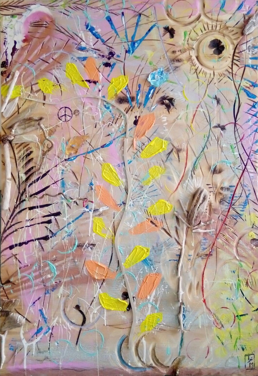 "HolzART #1" - Acryl/Hölzer auf bearbeiteter Sperrholzplatte (90x60) 420€