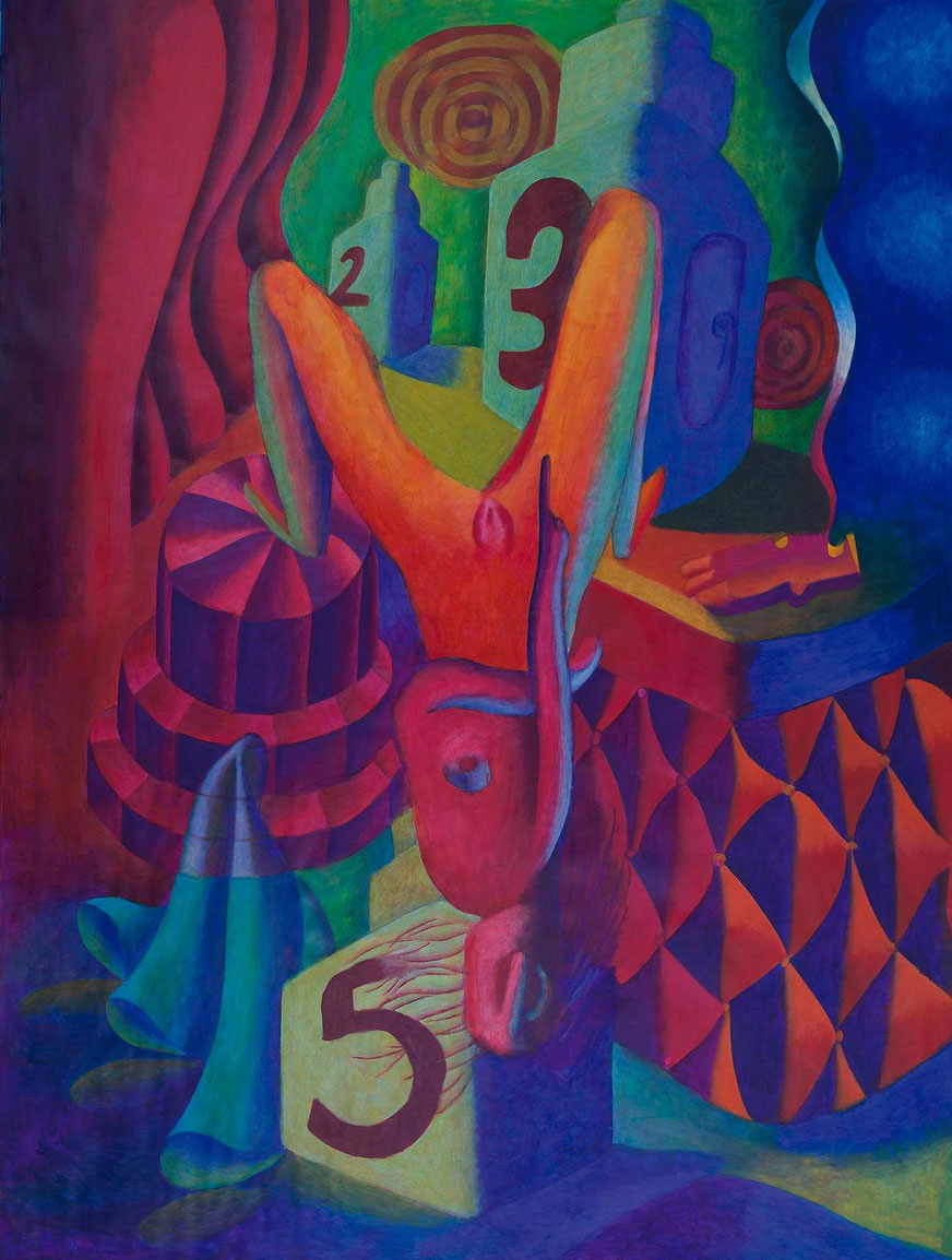 Teltransportador 2-3-5, 180 x 150 cm, acrílico sobre papel.
