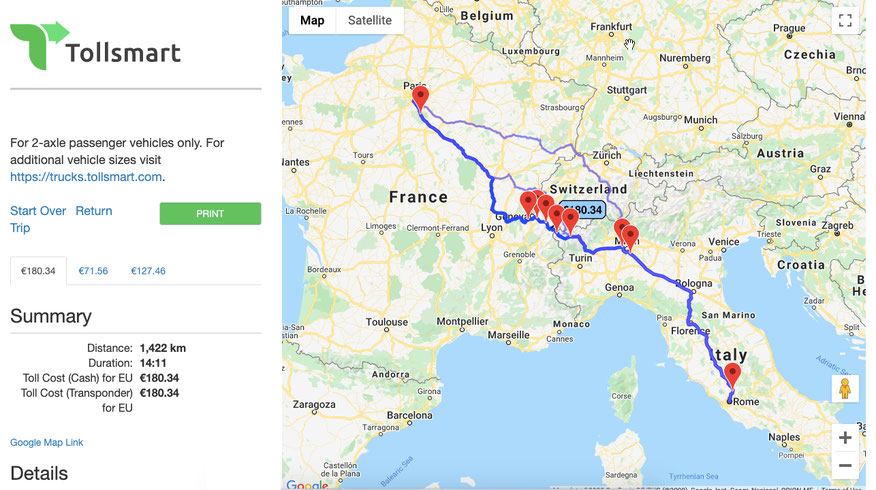 Tollsmart coverage now includes coverage of all toll roads, tunnels and bridges in France, Italy and Spain.