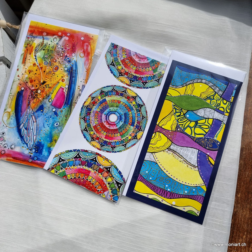 Kunst Mandala Aquarell Karten  Farben bunt