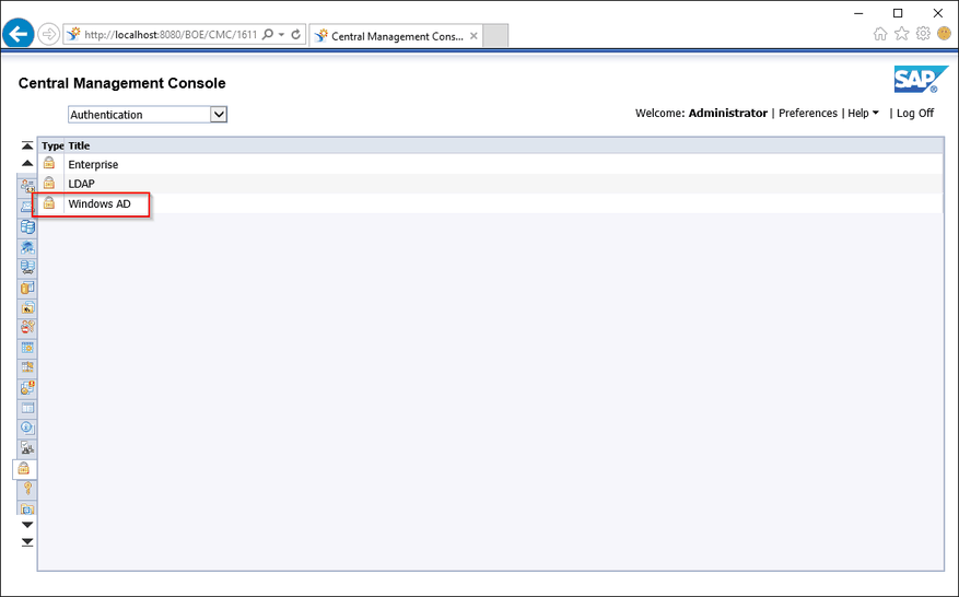 Central Management Console Authentication