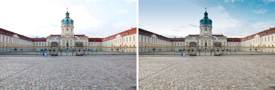 Schloss Charlotenburg im JPEG-Format unbearbeitet und bearbeitet Einsteiger Aufbaukurs Enter Studio