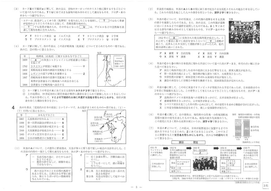 福島県立高校 学力検査問題 社会