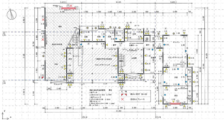 1階耐震補強計画図