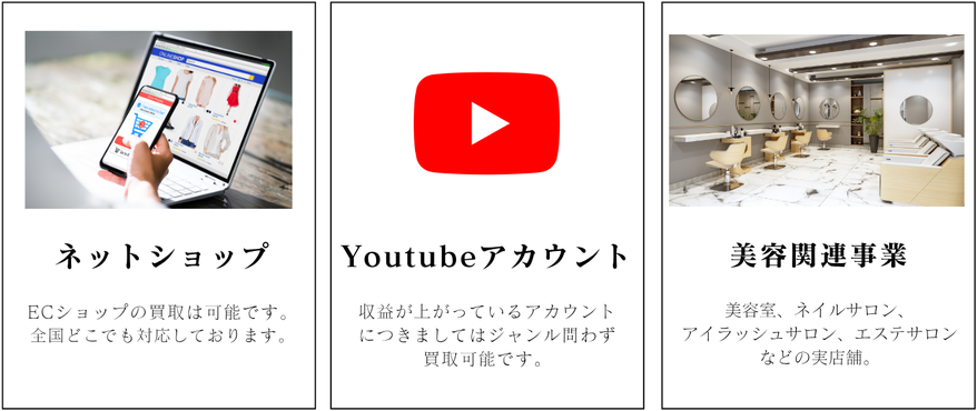 ビズキャッシュで事業買取できるジャンル