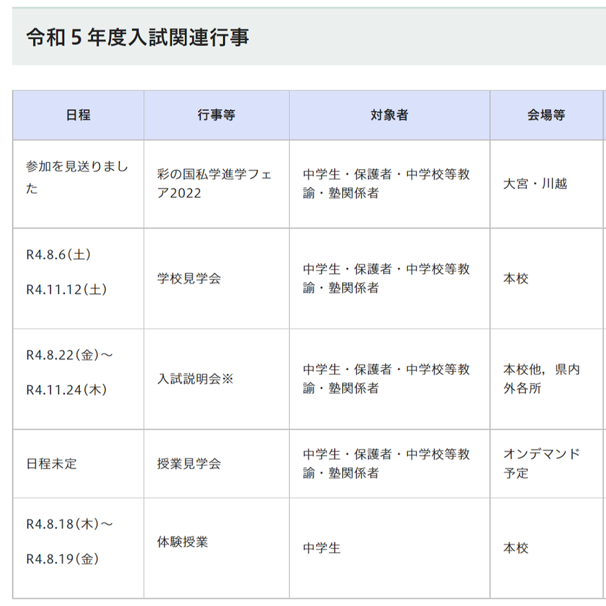 群馬高専,入試関連イベント