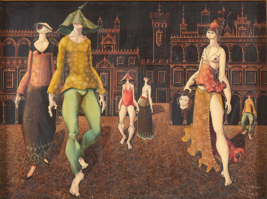 te_koop_een_surrealistisch_schilderij_van_de_belgische_kunstschilder_christian_le_moult_1941_genaamd_"nocturne_venitien"