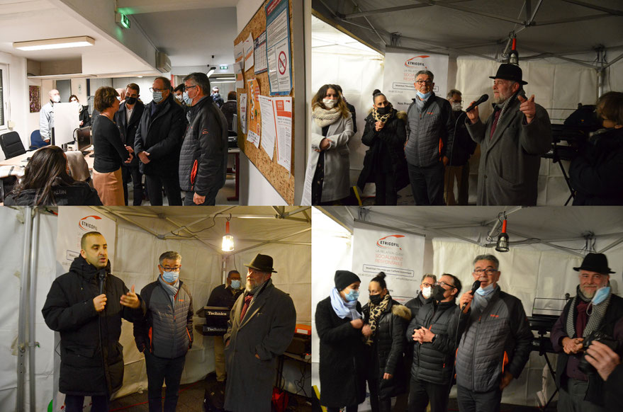 Inauguration des locaux d'Ethicofil, ACI d'insertion à Dijon, en présence de Hamid El Hassouni et Rémi Delatte.