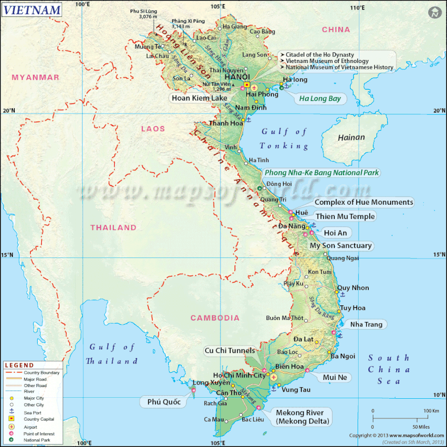 Map of Vietnam from www.mapsofworld.com