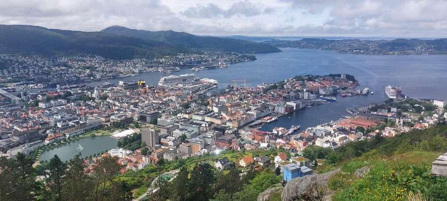Blick vom Fløyen auf Bergen