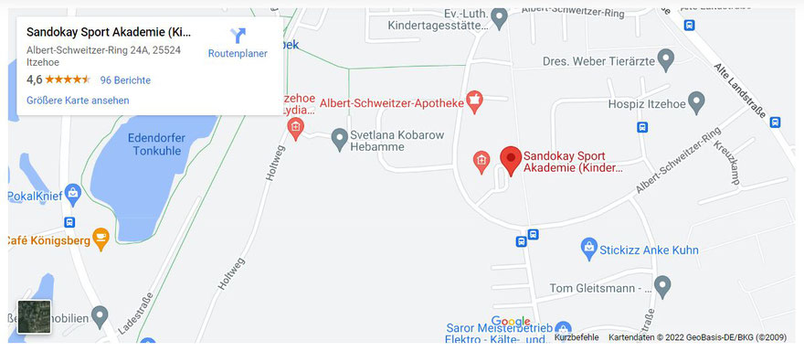 Anfahrt mit Google Maps zur Kampfsportschule Itzehoe by Sandokay - Schule für Kinder Kampfsport
