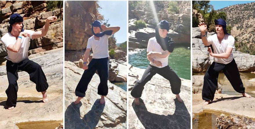 vier verschiedene Kung Fu Stile in Marokko