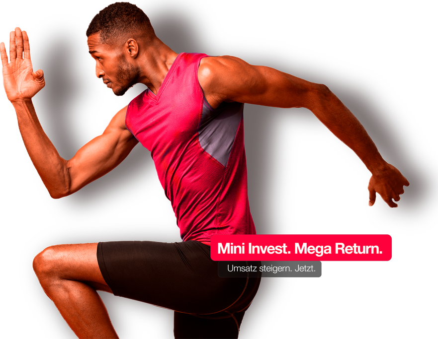 Sportliche Werbekampagne Mini Invest Mega Return – Markendesign und Kampagnengestaltung von Werbeagentur Berlin digitalgrafik24