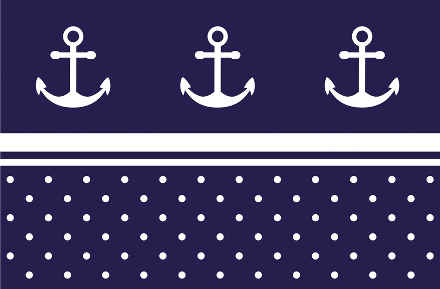 maritime Vlies Bordüre Anker mit Pünktchen - gedruckt auf umweltfreundliche Vliestapete, ohne gifte Farben