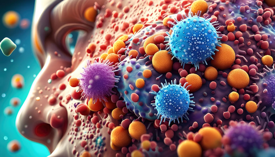 So würde unsere Haut aussehen, wenn die Bakterien und Pilze auf ihr auf das Tausendfache anschwellen würden. Bild: Adobe Stock.