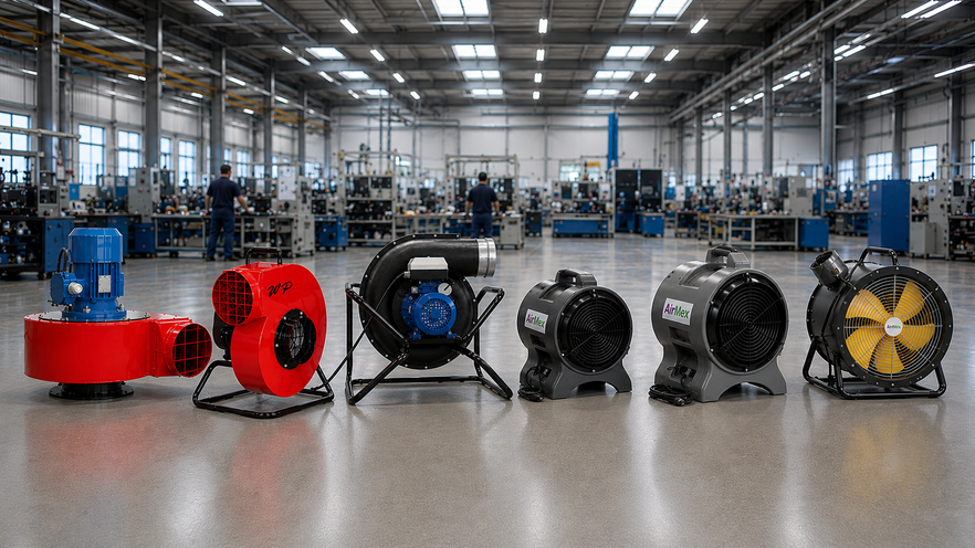 AirMex Absaugventilatoren für Baustelle, Handwerk und Industrie – Übersicht über mobile und stationäre Modelle