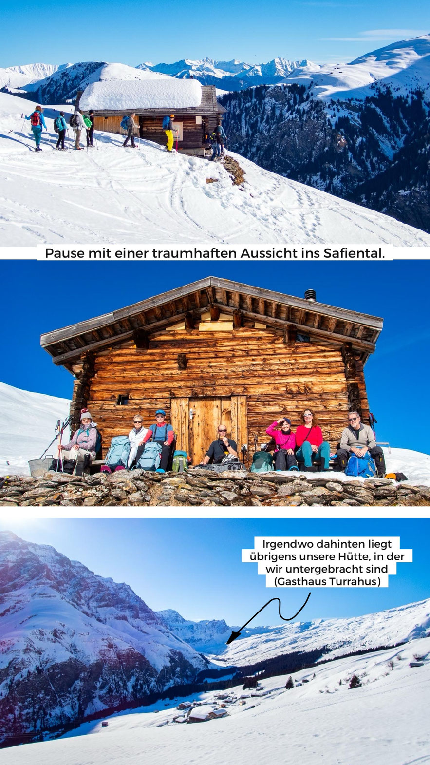 Walser-Siedlungen entlang des Schneeschuhtrails Camana im Naturpark Beverin