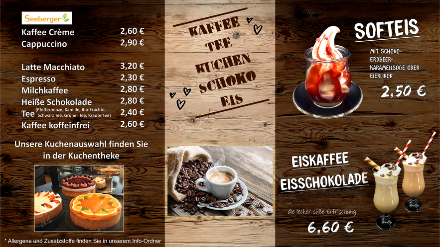 Kaffee- und Kuchenkarte