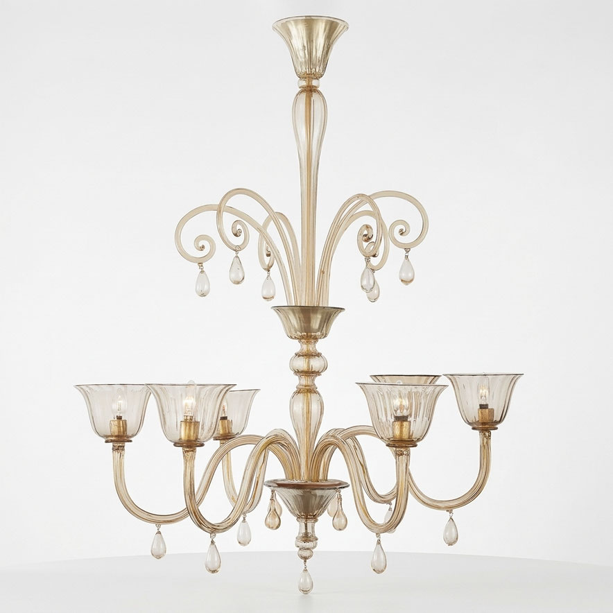 Lampadario Murano Miss Donatella lavorato a mano con 8 luci stile classico veneziano