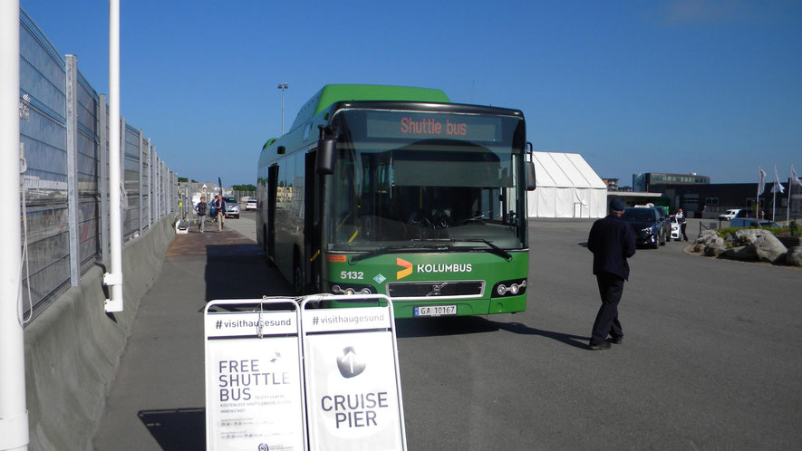 Shuttle-Bus vom Hafen in die Stadt in Haugesund