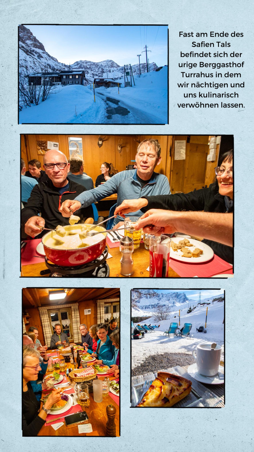 Schneeschuhwanderung im Safien Tal, Graubünden, Naturpark Beverin. Der Camana Schneeschuhtrail ist für Anfänger gut geeignet und nicht überlaufen.