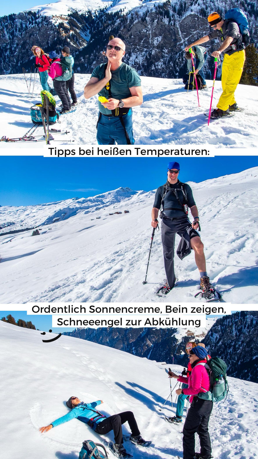 Schneeschuhwanderung im Safien Tal, Graubünden, Naturpark Beverin. Der Camana Schneeschuhtrail ist für Anfänger gut geeignet und nicht überlaufen.